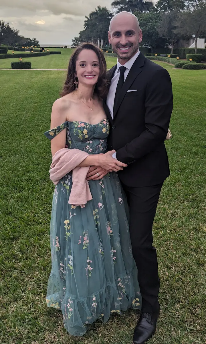 Dr. Yenile Pinto and her husband Peter at an evening garden event